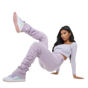 Pretty little thing ruched lilac sweatpants